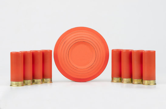 Clay pigeons and shotgun shells