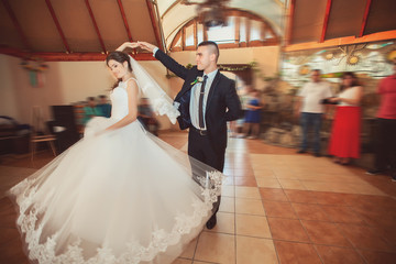 First dance bride in a restaurant
