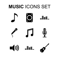Music icons set. Vector illustration