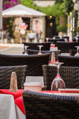 Restaurant on the narrow streets of Marbella, south Spain