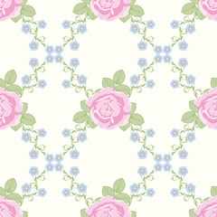 Seamless pattern with rose flowers
