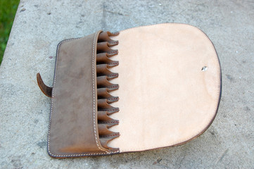 Leather bandoleer for gun