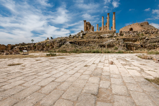 Colums of ancient Roman city of Gerasa,  Jerash, Jordan.