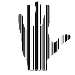 bar code human hand shape