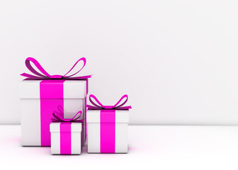 Gift boxes and empty wall