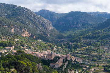 Panoramic view of Valdemossa in Mallorca, Spain