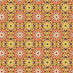Seamless hand drawn mandala pattern. Vintage decorative elements. Colorful background. Islam, Arabic, Indian, turkish,ottoman motifs. Perfect for printing on fabric or paper. Vector