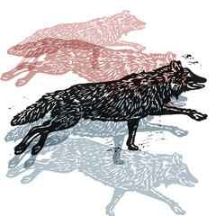 Fototapeta premium Vector wolves in abstract composition