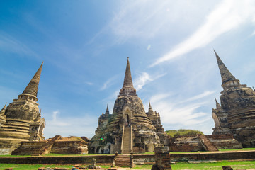 Fototapeta premium Ayutthaya Historical Park with Tree branch blue sky, Phra Nakhon