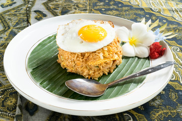 nasi goreng; Indonesian fried rice plate
