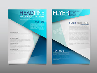 Blue fold technology annual report brochure flyer design template vector, Leaflet cover presentation abstract geometric background, layout in A4 size