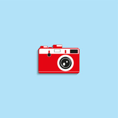 Old camera. Vector icon.