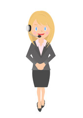 ネームホルダーをつけた女性会社員　コールセンター