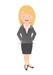 腰に手を当てる女性会社員