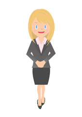 笑顔で立つ女性会社員