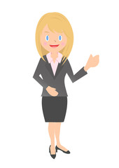 説明する女性会社員
