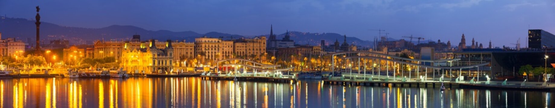  Port of Barcelona in dawn. Catalonia, Spain
