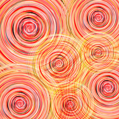 Colorful background with vortex circles of red, orange and yellow shades