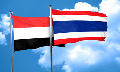 Yemen flag with Thailand flag, 3D rendering