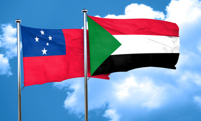 Fototapeta na wymiar Samoa flag with Sudan flag, 3D rendering