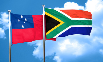 Samoa flag with South Africa flag, 3D rendering