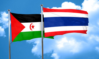 Western sahara flag with Thailand flag, 3D rendering