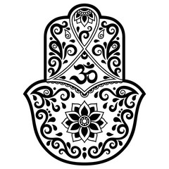 Vector hamsa hand drawn symbol. OM decorative symbol. 
