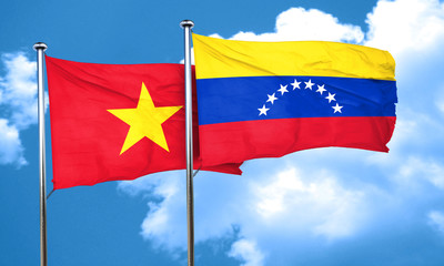 Vietnam flag with Venezuela flag, 3D rendering