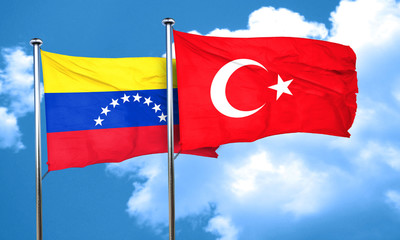 Venezuela flag with Turkey flag, 3D rendering