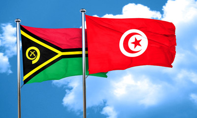 Vanatu flag with Tunisia flag, 3D rendering