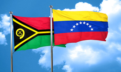 Vanatu flag with Venezuela flag, 3D rendering