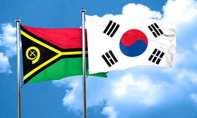 Vanatu flag with South Korea flag, 3D rendering