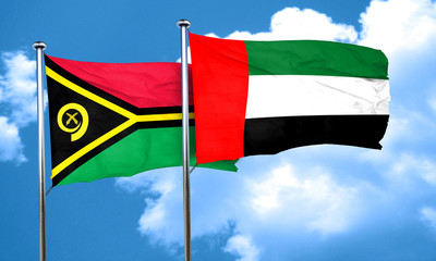Vanatu flag with UAE flag, 3D rendering