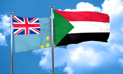 Tuvalu flag with Sudan flag, 3D rendering