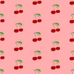 Cherry garden in summer, Seamless pattern with abstract berries, flat design