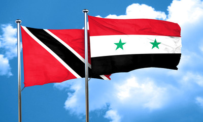 Fototapeta na wymiar Trinidad and tobago flag with Syria flag, 3D rendering