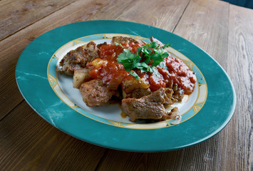 grilled meat with chili sauce