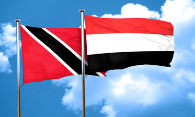 Trinidad and tobago flag with Yemen flag, 3D rendering