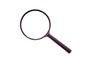 A magnifying glass on a white background top view