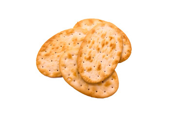 Some crackers oval on a white background seen from above