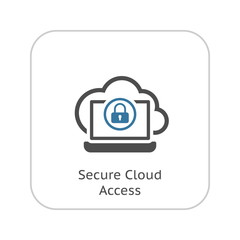 Secure Cloud Access Icon. Flat Design.