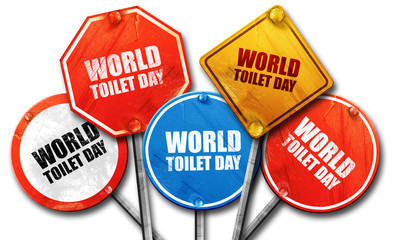 world toilet day, 3D rendering, street signs