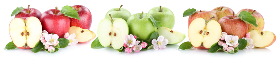 Apfel Frucht Äpfel Früchte Hälfte geschnitten in einer Reihe