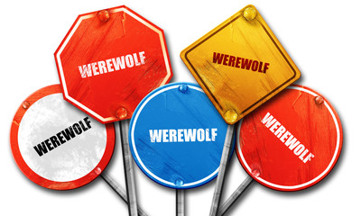 werewolf, 3D rendering, street signs