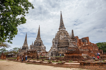 Fototapeta premium Wat Sri Sanphet landmark cultural organization UNESCO, which was registered as a World Heritage Ayutthaya, Thailand.