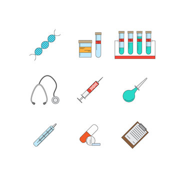 Medical and healthcare design element. Medical illustration made in line style vector.