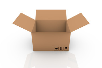 Offener Karton mit Laschen