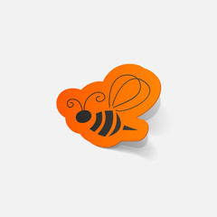 Realistic paper sticker: Bee