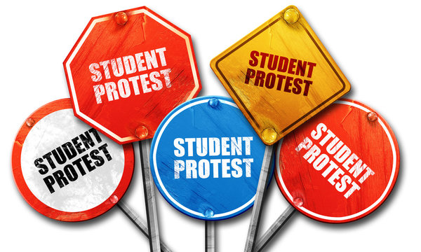 Student Protest, 3D Rendering, Street Signs