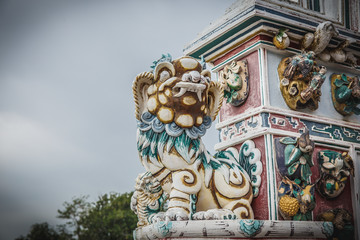 Dragon stucco on wall in chinese temple